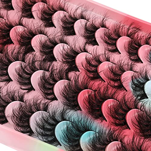 Newcally Lashes Mink False Eyelashes 20MM Long Dramatic Fake Eye Lashes 5D Wispy Eyelashes Russian Strip Lashes Multipack 20 Pairs