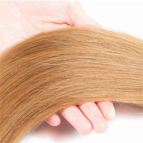 #27 Honey Straight Human Hair Bundles 3 Bundles Straight Hair Brazilian Virgin Human Hair Extensions Unprocessed Hair Bundles for Women 14 16 18 Inch