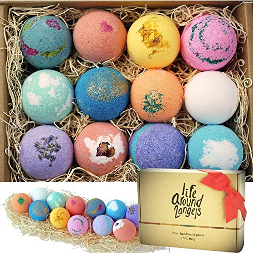 12 Handmade Bath Bombs Gift Set - Moisturizing Fizzies for Relaxation