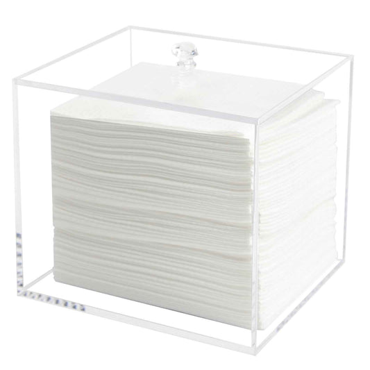 Weiai Face Towel Box, Acrylic Facial Disposable Towelettes Holder Container for XL Face Towels and Protects from Dust, Clear