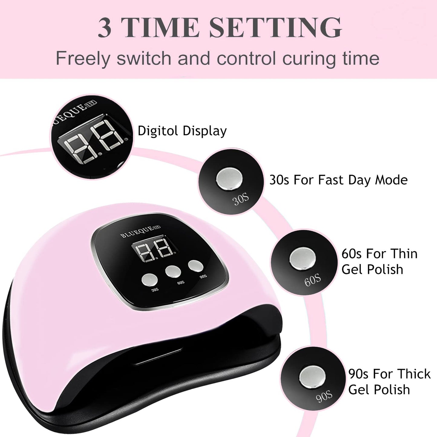 UV Light for Nails, BIGBEAR 48W LED Nail Light for Gel Polish, Fast Nail Dryer with Automatic Sensor, 3 Timer Setting, Small and Portable, UV LED Nail Lamp for Fingernail and Toenail