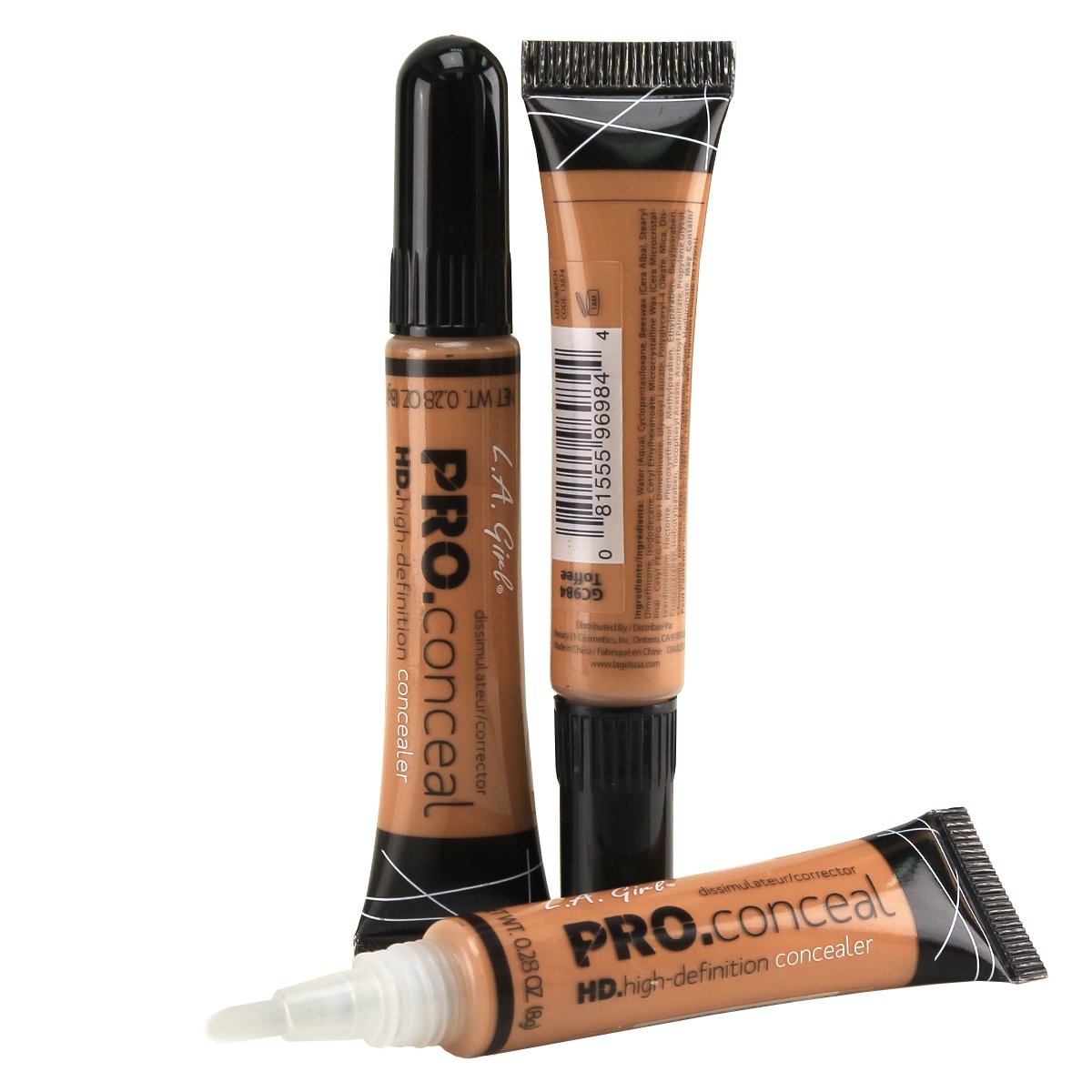 LA Girl HD Pro Conceal High Definition Concealer (Toffee) (pack of 3)