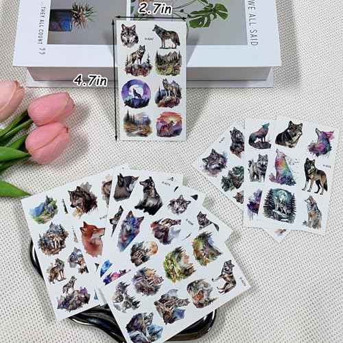 Wolf Temporary Tattoos for kids, Kids Tattoos Temporary, Wolf Birthday Party Decorations, Animals Party Supplies Favors for Boys and Girls, Goodie Bags Stuffers