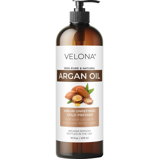 velona Argan Oil - 16 oz | Morocco Oil | Stimulate Hair Growth, Skin, Body and Face Care | Nails Protector | Unrefined, Cold Pressed | Cap Kit…