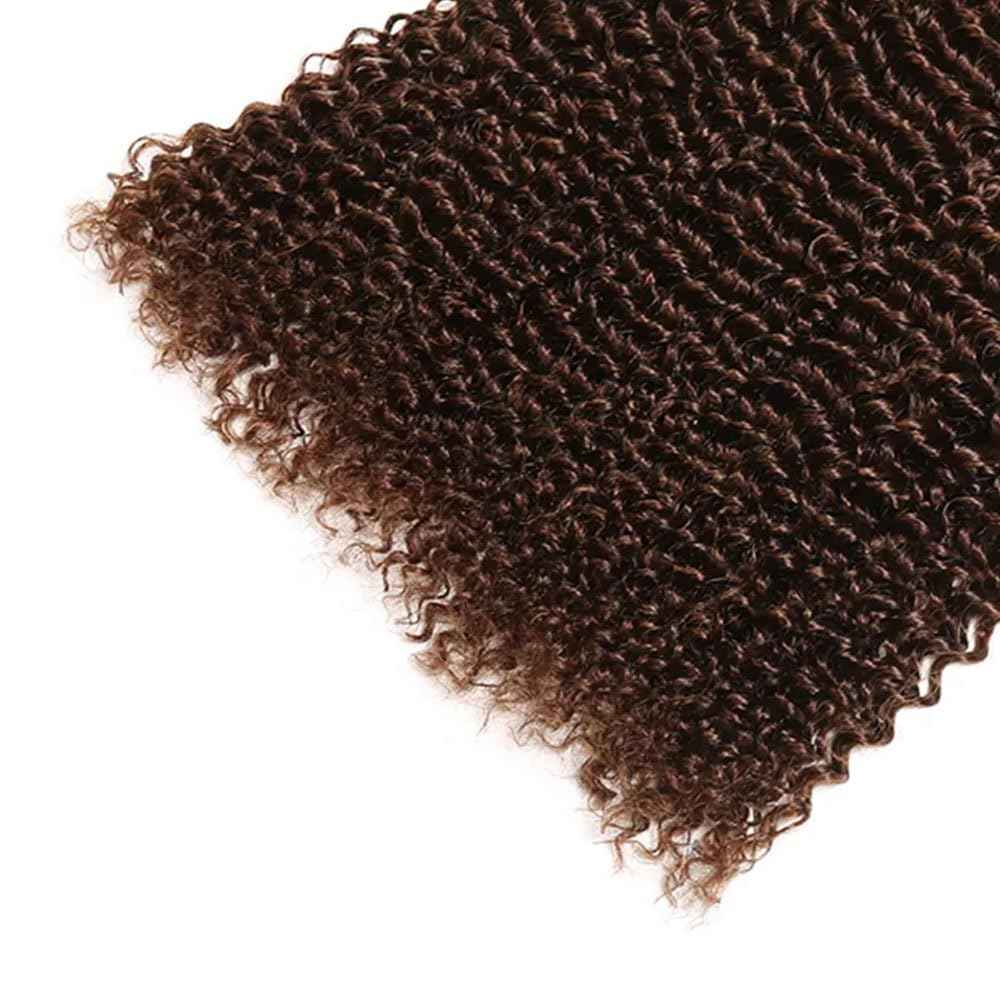 Color #4 Bundle Dark Brown Kinky Curly Human Hair Bundles Peruvian Chocolate Brown Bundle Color #4 Curly Bundles Human Hair 14 16 18 Inch