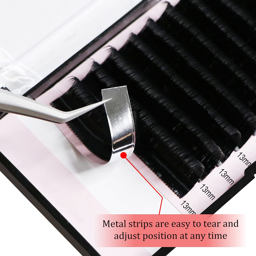 QUEWEL Eyelash Extensions 0.03mm D Curl 13mm Supplies Matte Black Individual Eyelashes Salon Use|0.03/0.05/0.07/0.10/0.15/0.20mm C/D Single 8-18mm Mix 8-15mm/10-15mm|（0.03 D 13mm）