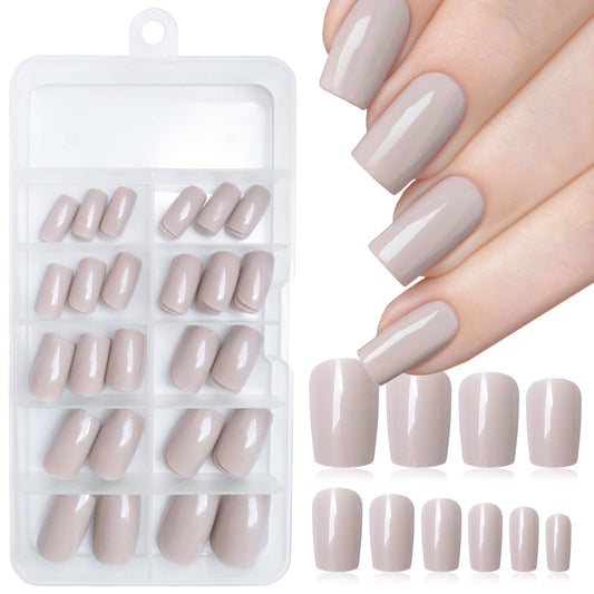 LuckForever 120pc Medium Press on Nails Square Fake Nail Tips, Full Cover Square Press on Nails Medium False Nails Press ons Artificial Fingernail & Glue Adhesive Tabs Nail Kit for Women Girls Kids