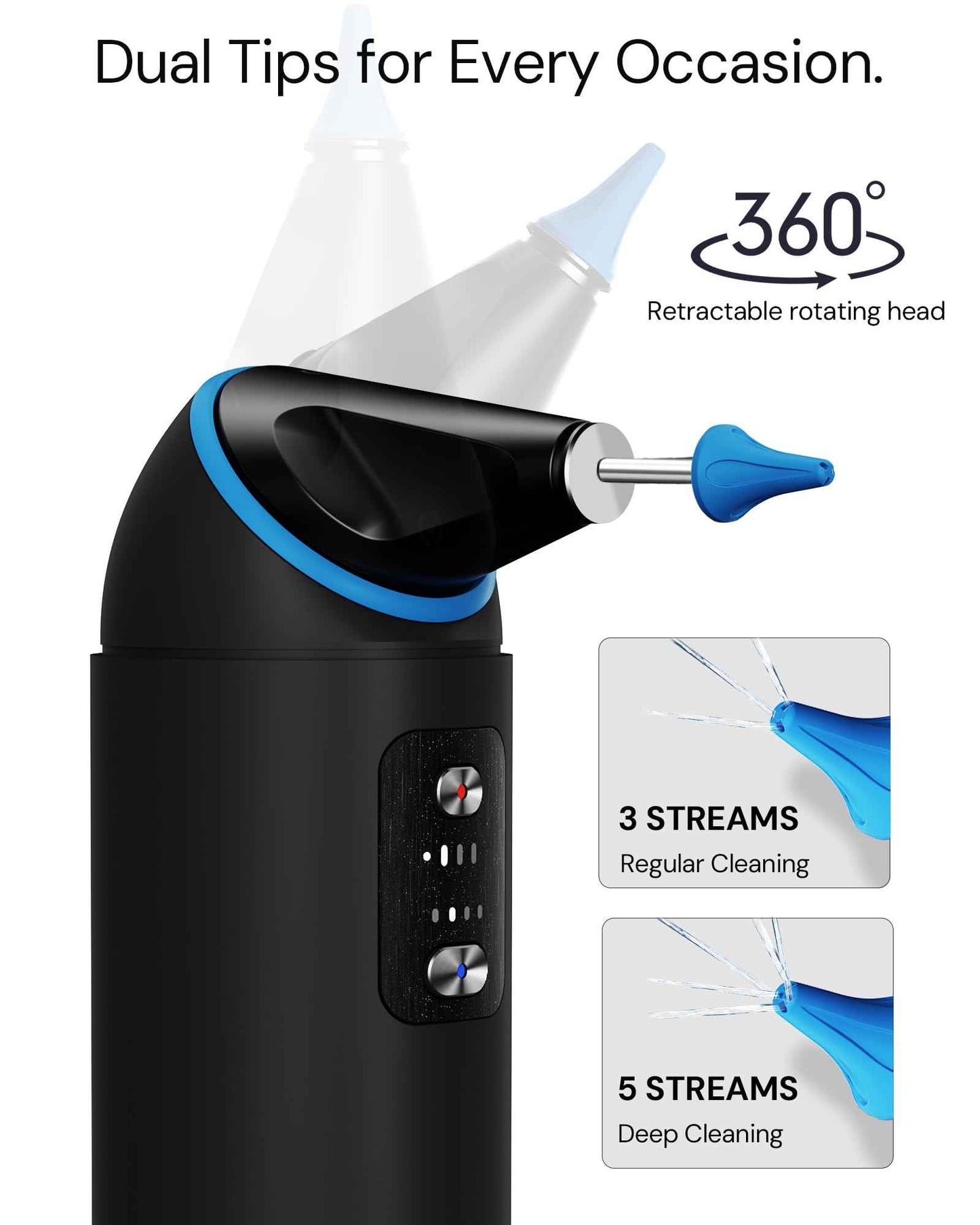 Auracle Ear Wax Removal - Eddy Ear Cleaner, Ear Cleaning Kit With 4 Water Pressure Modes, Safe and Effective Ear Wax Cleaner w/ 8 Irrigation Tips, Electric Ear Irrigator, 55dB Quite, IP65 Shower Ready