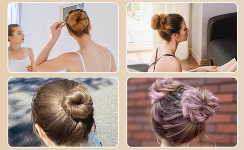 Donut Hair Bun Maker - 4pcs Hair Bun Maker for Kids Easy Ballet and Sock Buns 20pcs Bobby Pins Black