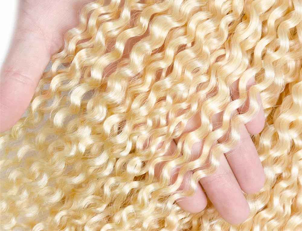 Blonde Curly Bundles 613 Honey Blonde Human Hair Bundles 14 16 18 Inch Brazilian Virgin Remy Hair Extensions 613 Kinky Curly Bundle Double Weft