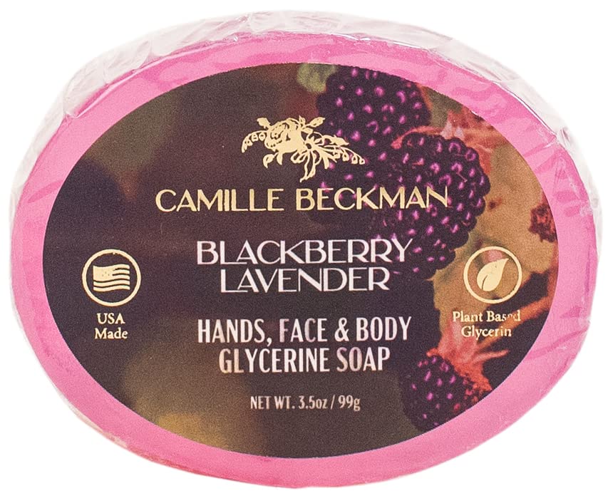 Camille Beckman Blackberry Lavender Glycerine Bar Soap for Hands, Face and Body, 3.5 Ounce