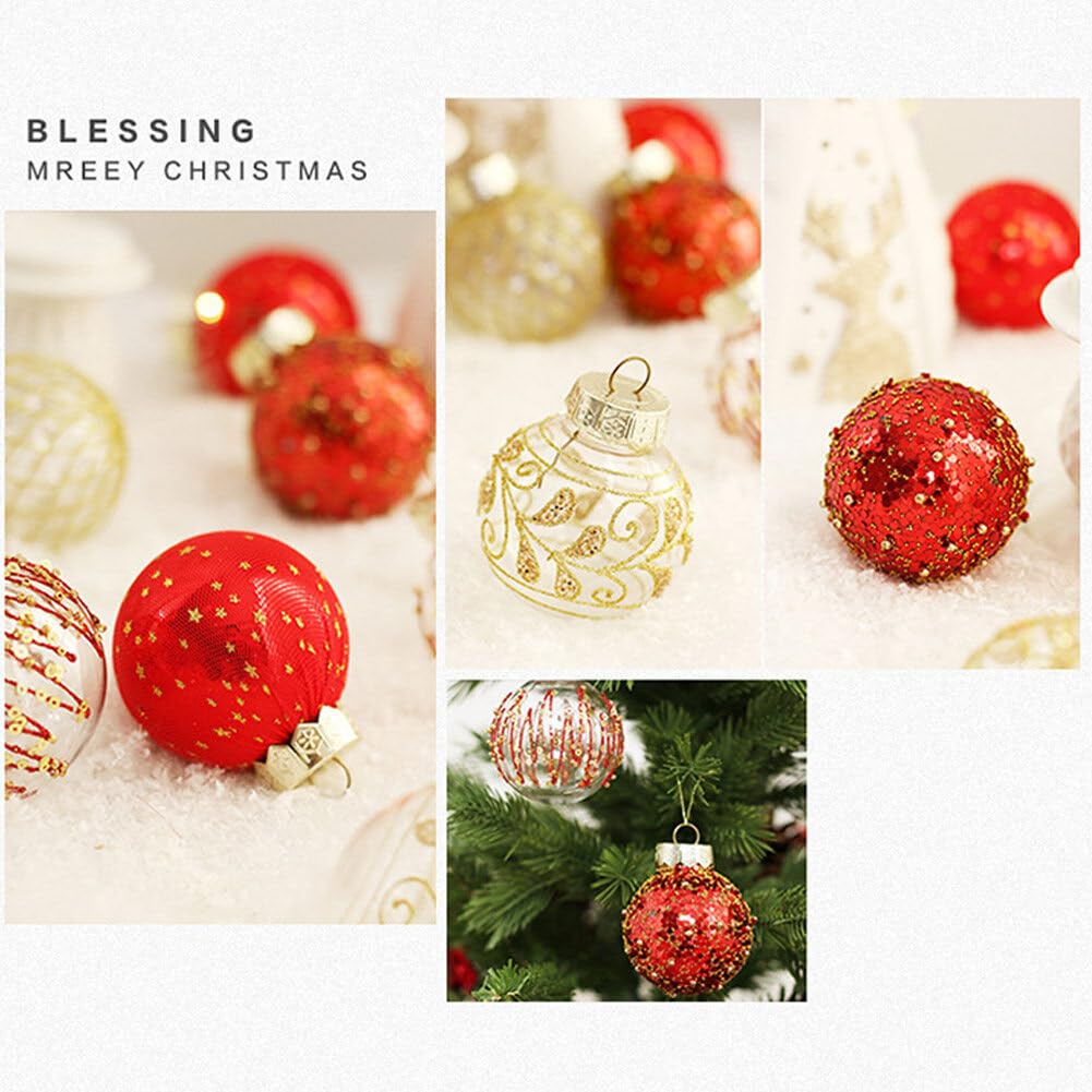 25Pcs Christmas Ornaments Sets 2.36” Christmas Ball Ornaments Christmas Tree Ornaments Shatterproof Xmas Balls Bulbs for Holiday Wedding Party Christmas Tree Decoration（Golden White）