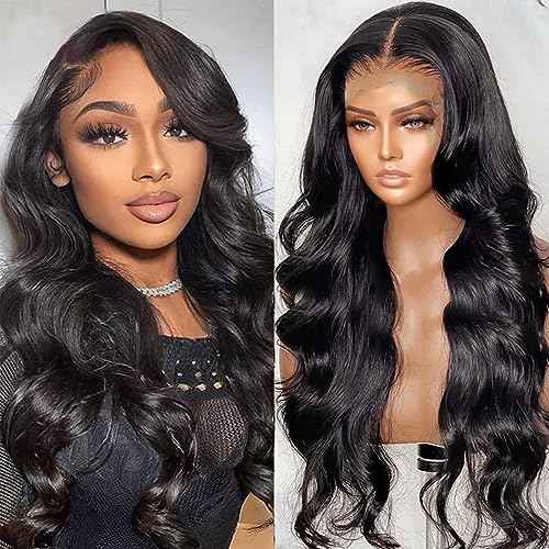 Glueless Wigs Human Hair Pre Plucked Pre Cut 20 Inch Body Wave Lace Front Wigs Human Hair for Women 6x4 HD Lace Closure Wigs with Elastic Drawstring 180% Density Nautural Color