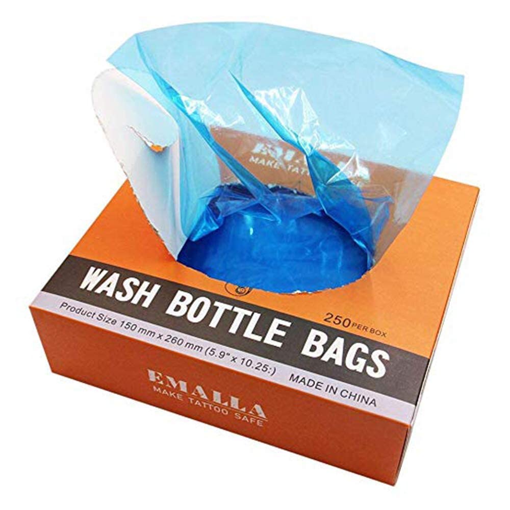 CINRA Blue Tattoo Bottle Bags, 250pcs Disposable Tattoo Wash Bottle Bags Covers Sleeves Squeeze Bottle Bag Cover Barrier for Tattoo Bottles, Tattoo Supplies, Tattoo Accessories