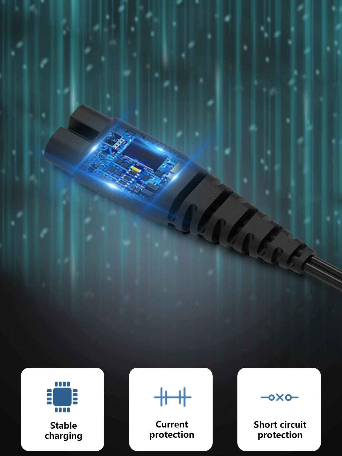 USB Charger Cord Compatible with Hatteker Cordless Pro Hair Clippers Beard Trimmer RFC-588 RFC-598 RFC-690 RFC-692 RFC-696 RSCX-7568 RSCX-9598 Shaver Razor Power Charging Cable Replacement Black 5FT