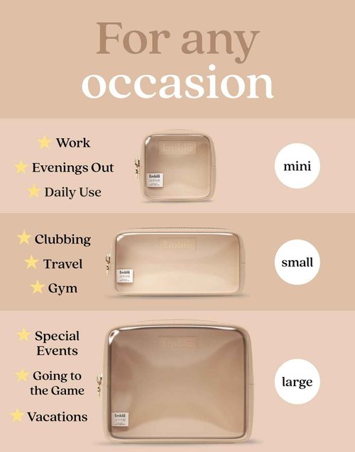 Clear Cosmetic Bags Set of 3, Mini Small Large Makeup Bags For Women Clear Pouch Cosmetics Cases Zipper Cute Pouches Make Up Travel Toiletry Essentials Preppy Purse Organizer Makeup Cases, Sand