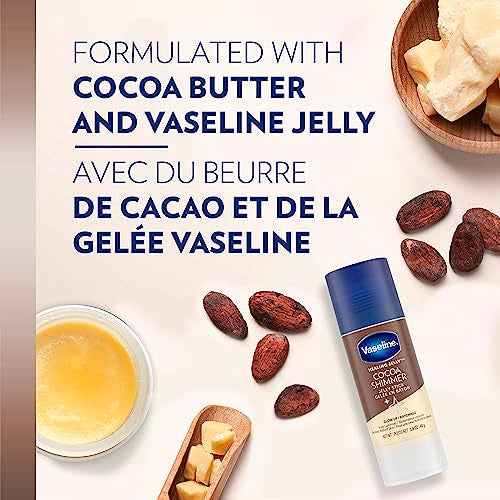 Vaseline Cocoa Shimmer Jelly Stick Highlighter & Luminizer Cocoa Butter Body Shimmer Stick, Lotion, Travel Size, for Glowing Skin, 1.4 Oz Ea (Pack of 6)