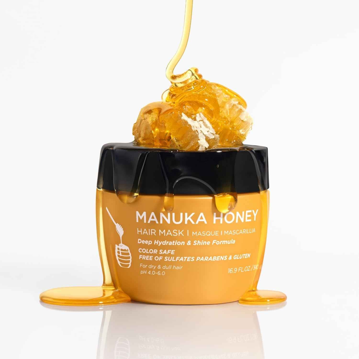 Luseta Manuka Honey Hair Mask Hydrates and Moisturizes Damaged Hair, Restores Shine to Dry, Dull Hair, Frizz Control and Sulfate Free 16.9oz