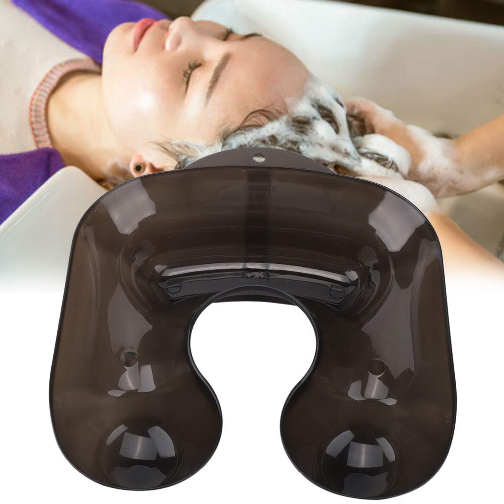 Portable Shampoo Bowl, Large Neck Tray Salon Cutting and Styling Hair Hairdresser Beauty Shoulder Spill Free Perm Container Clothing Protector Hairdressing Hair Color Neck Tray Perm(Transparent black)