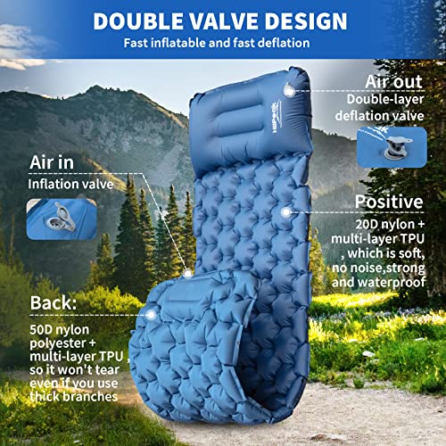 HiiPeak Sleeping Pad for Camping- Ultralight Inflatable Sleeping Mat with Built-in Foot Pump & Pillow, Upgraded Compact Camping Air Mattress for Camping, Backpacking, Hiking