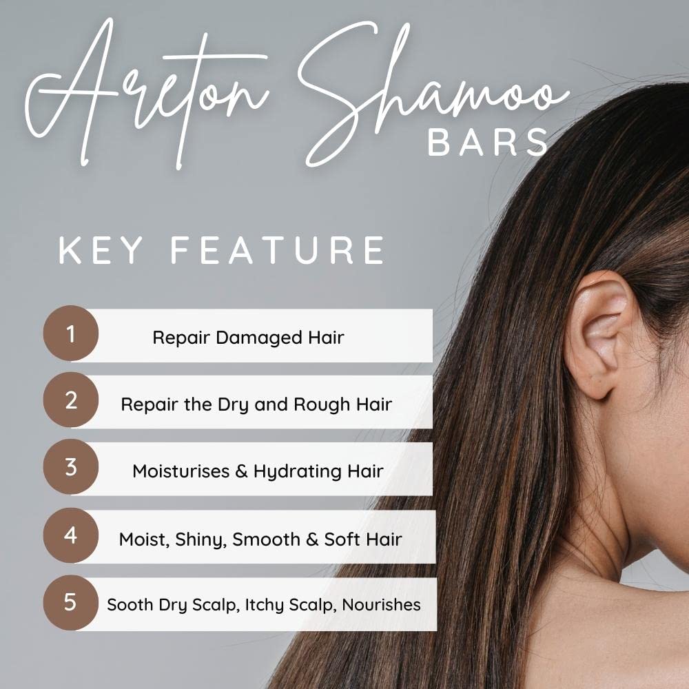 Areton Ginger Shampoo Bar – Natural Solid Shampoo & Conditioner Bar for Dry Hair, Hair Nourishment, Split End Prevention, SLS-Free, Hydrating, Frizz Control, Eco-Friendly, Herbal Scented