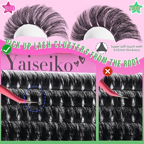Yaiseiko 280PCS Lash Clusters Kit 12-25mm Volume Eyelash Extensions