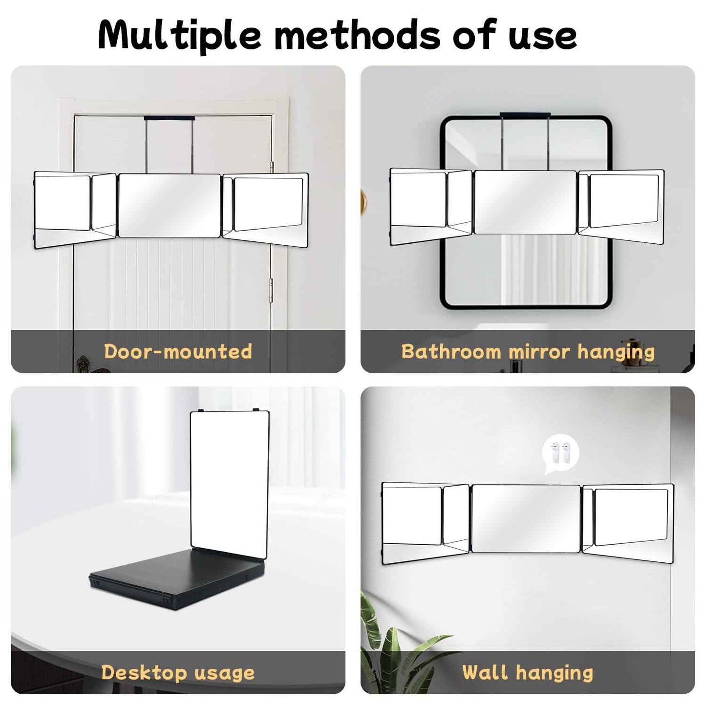 360 Self Hair Cutting Mirror – Premium HD Glass, Matte Anti-Fingerprint Finish, Anti-Fog, Adjustable & Portable Barber Mirror for Home & Travel