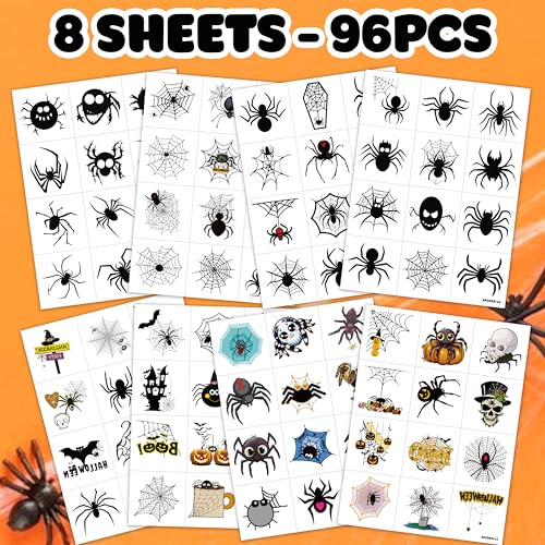 96 PCS Spider Temporary Tattoos - Halloween Party Favors