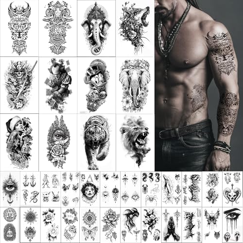 Temporary Tattoos for Adults – 36 Designs, 3-7 Day Wear