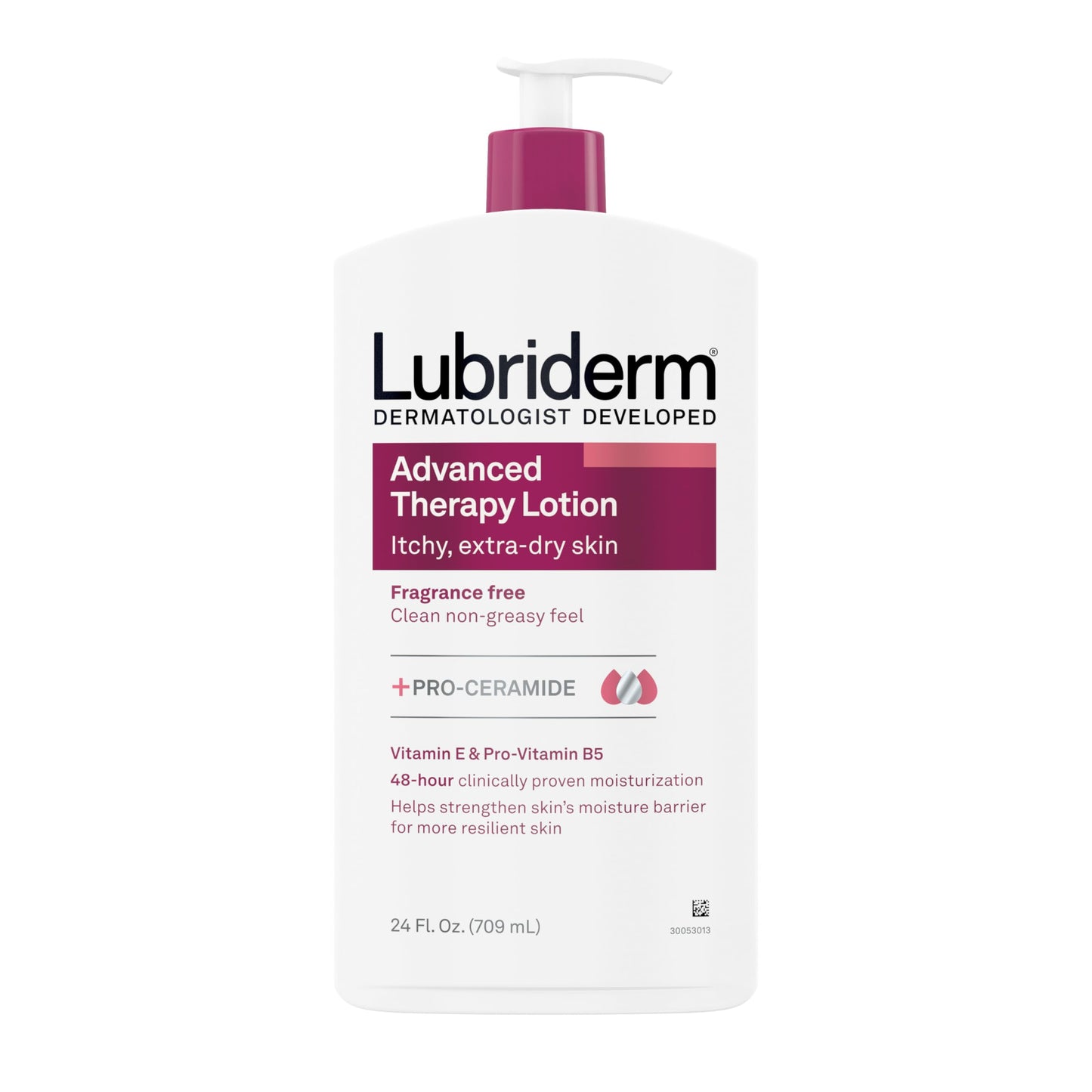 Lubriderm Advanced Therapy Moisturizing Lotion with Vitamins E and B5, Deep Hydration for Extra Dry Skin, Non-Greasy Formula, 24 fl. oz (Pack of 3)