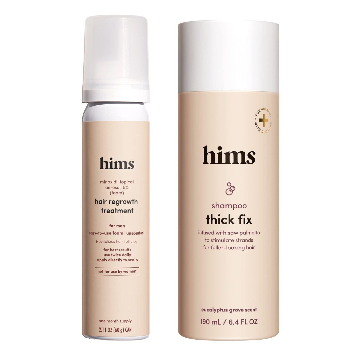 hims Thick Fix Shampoo & Minoxidil Set - Hair Loss Treatment For Men - Includes Foam 5% Minoxidil Treatment and Hair Thickening Shampoo - Moisturizing, Color Safe Hair Loss Shampoo & Foam - 2 Count