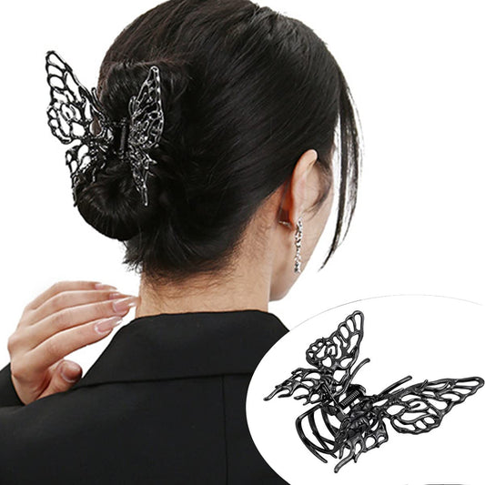 Butterfly Claw Clip for Women Metal Hair Clips Cute Sparkling Hair Clip Non-Slip Black Crab Thick Hair Thin Hair Jaw Clips Cute Hair Accessories Hairpins Supplies