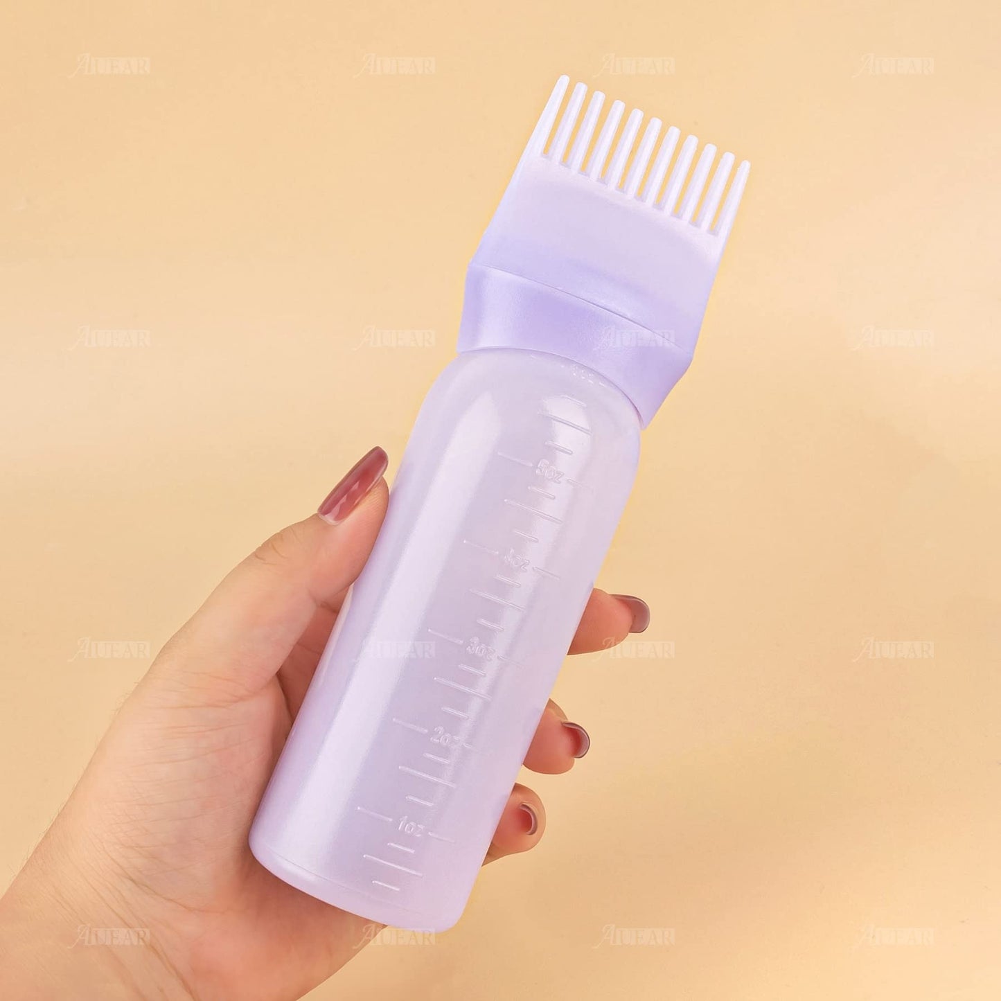 AUEAR, 3 Pack 6 Ounce Applicator Bottle Root Comb Hair Dye Bottle for Hair Coloring Dye Salon Care Plastic Squeeze with Graduated Scale