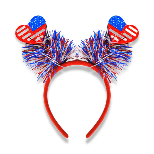 AIUPUOC 4th of July Headband Hair Accessories Independence Day Hair Band Hair Accessories Fourth of July Patriotic Heart Flag Accessories Outfits USA Head Boppers 1Pcs