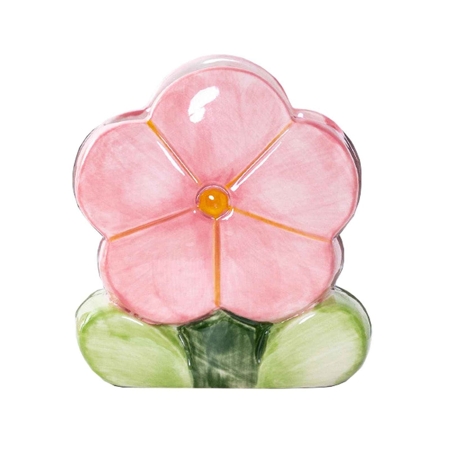 TANG SONG Ceramic Bloom Five Petals Make up Brush Holder Flower Cosmetic Storage Box Pen and Pencil Holder Desktop Organizers (Pink)