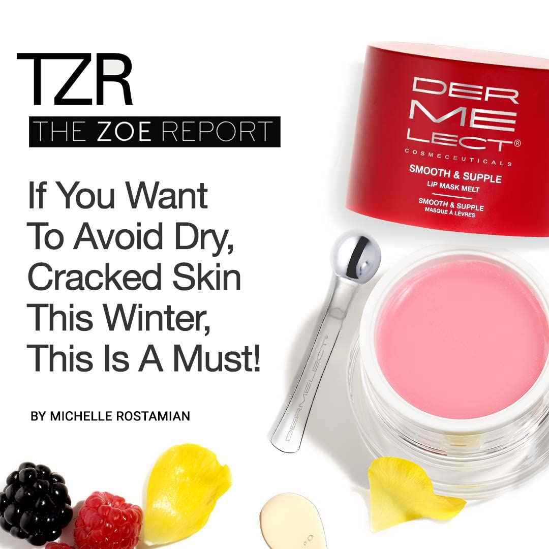 Dermelect Smooth & Supple Lip Mask Melt Anti Aging Lip Balm with Castor Oil, Jojoba, Abyssinian, Evening Primrose Oil, Hydrating & Replenishing for Dryness Chapped Lips Flakiness Cracked Skin 0.5 oz