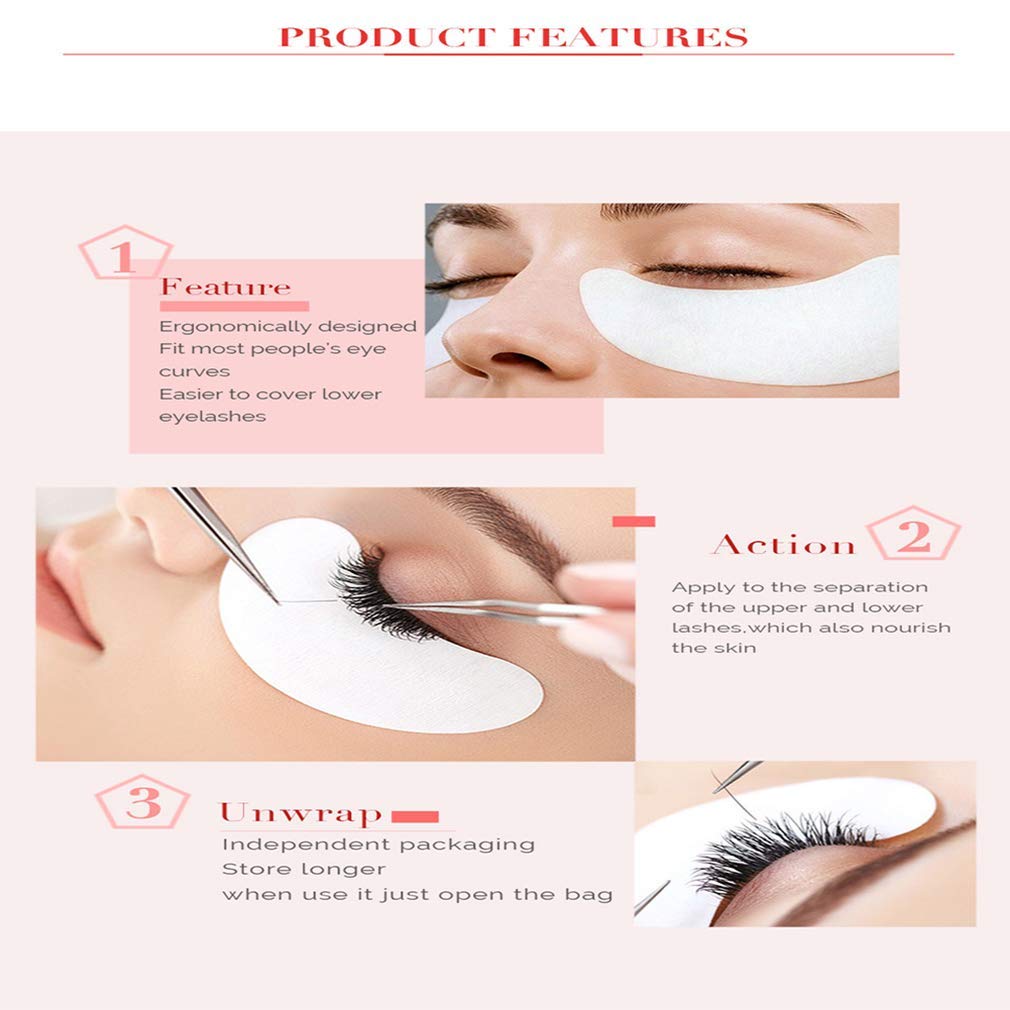 Under Eye Gel Pads Eyelash Extension Pads Lint Free DIY False Eyelash Lash Extension Makeup Eye Gel Patches Pack (50)