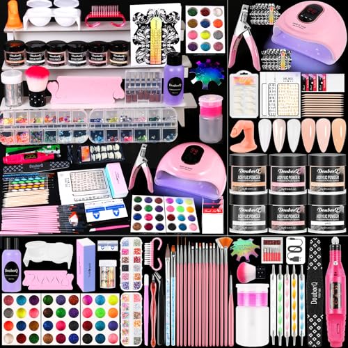 Acrylic Nail Kit With Drill And U V Light Full Nail Kit Set Professional Nail Starter Kit For Beginners Acrylic With Everything
