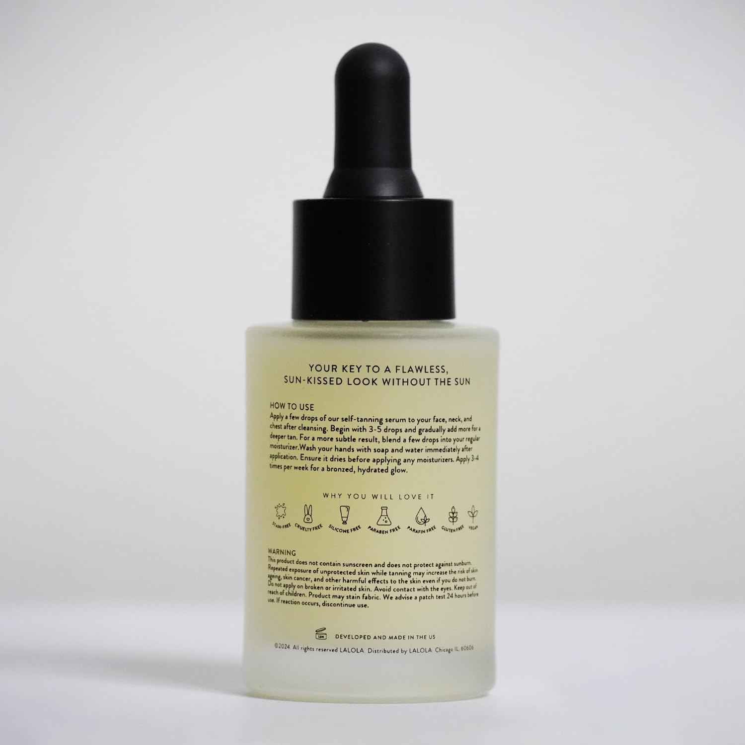 LALOLA Golden Face Tanning Drops – USA-Made Self Tanner with Vitamin C & Hyaluronic Acid, Natural & Ingredients for a Hydrated, Sunless Tan, Non-Toxic & Cruelty-Free Bronzing Drops