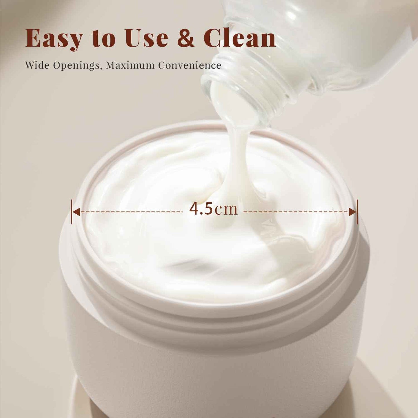 Trimcoo New Travel Toiletry Containers [Ultra Leakproof] TSA-Approved, PLA Hard Shell Jars with 5 Magnetic Labels, Wide Mouth Bottles for Lotion, Cleanser, Shampoo, Conditioner, Beige, 3 Pack, 1OZ