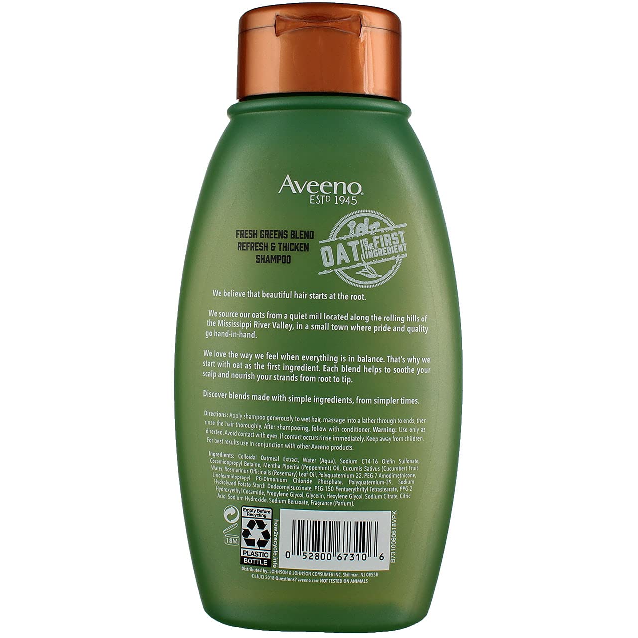 Aveeno Shampoo Fresh Greens Blend 12 Ounce (Thicken) (354ml) (2 Pack)