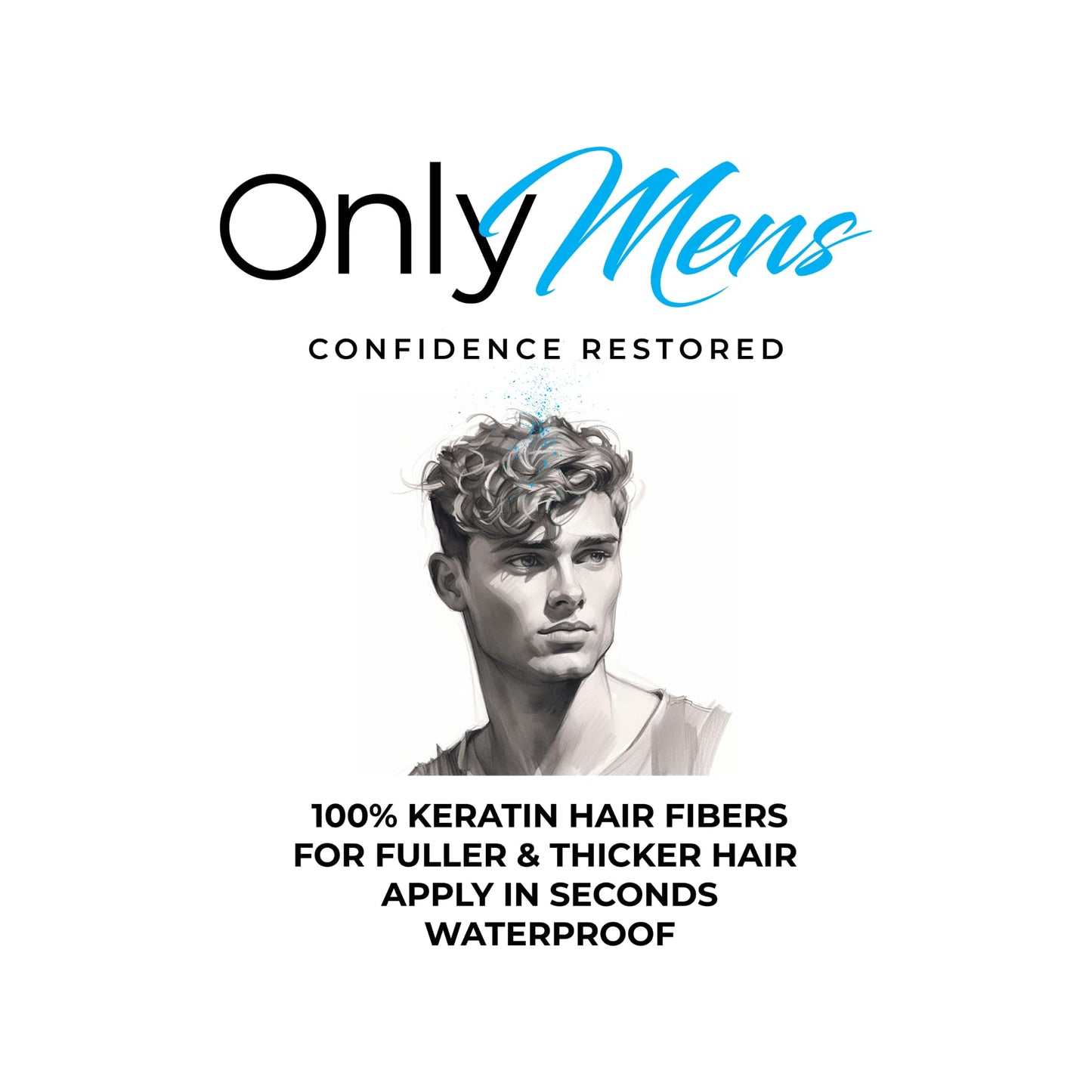 OnlyMens Hair Building Powder Fibers | Black 25g | 0.88oz Hair Powder for Thinning Hair - Fuller Looking Hair Instantly