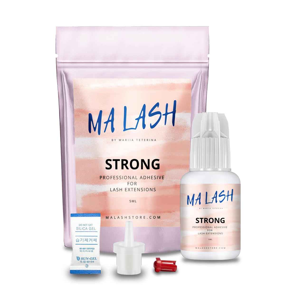 MA LASH Strong Eyelash Extension Adhesive Glue - 0.17fl.oz / 5ml - Ultra-Fast 0.5-Second Drying Time - 8 Weeks Retention - Professional-Grade, Black