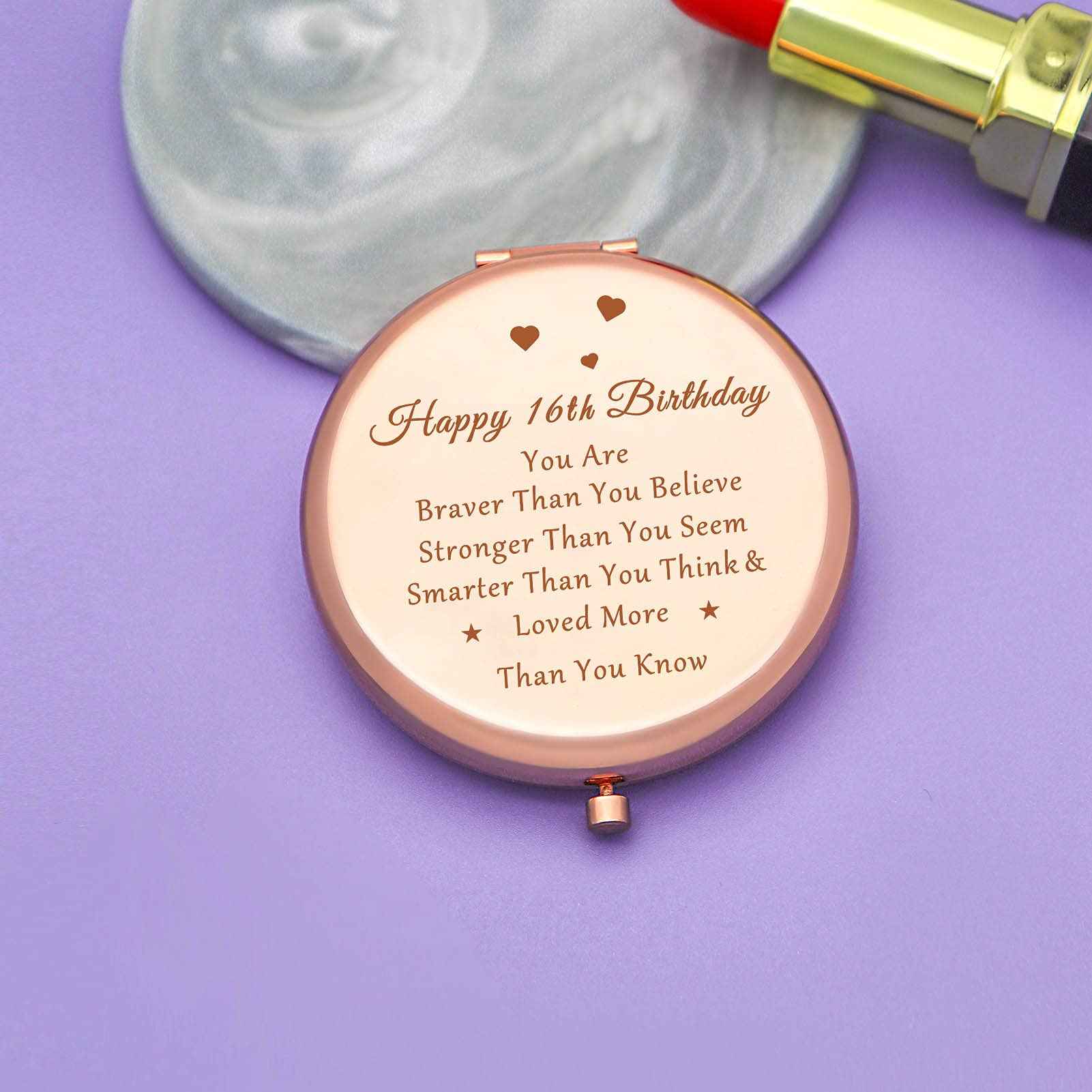 Jielahua 16th Birthday Gifts for Girl Sweet 16 Year Old Birthday Gifts Ideas for Girls Daughter Granddaughter Niece Travel Mirror Compact Makeup Mirror Birthday Gifts from Sister Friendship Gifts