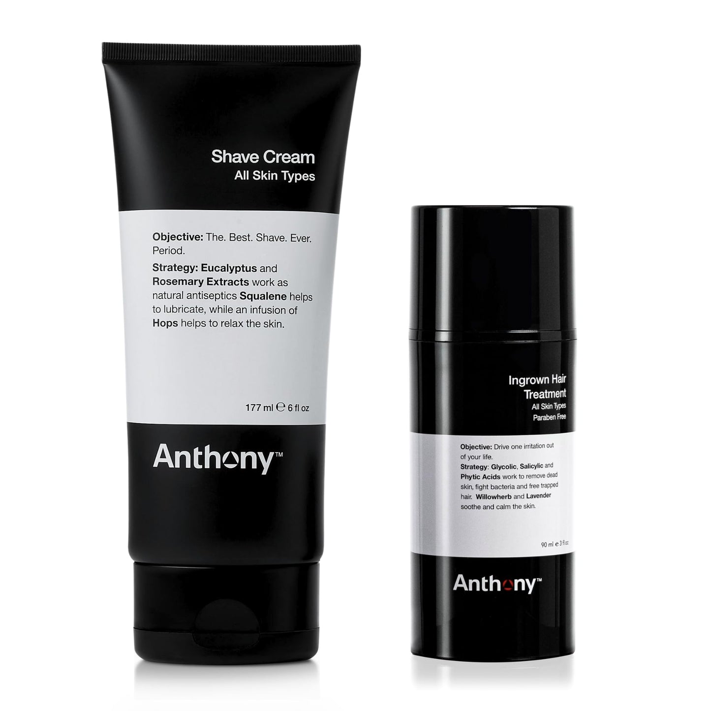 Anthony Shave Cream, 6 Fl Oz, and Anthony Ingrown Hair Treatment, 3 Fl Oz