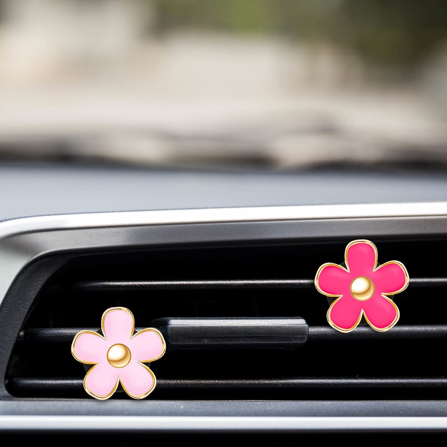 Frienda 6 Pcs Daisy Flower Air Vent Clip Air Freshener Outlet Clip Car Air Conditioning Clip Charm Car Inter Decor(Red, Pink, White, 3 cm, 3.3 cm)