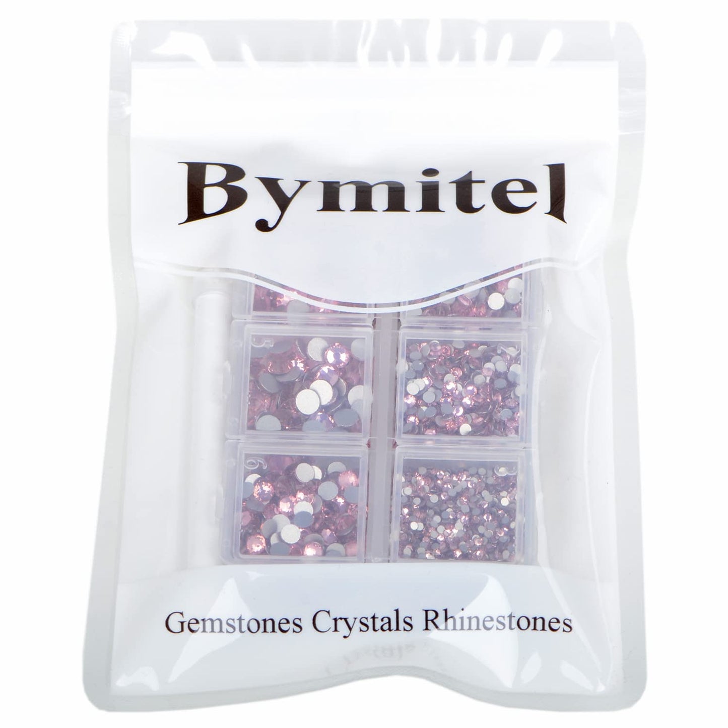 Bymitel 5000 Pieces 6 Mixed Sizes Glue Fix on Glass Rhinestones Round Crystal Gems Flatback for DIY Jewelry Making with one Picking Pen(6-Sizes 5000PCS, Lt. Rose)