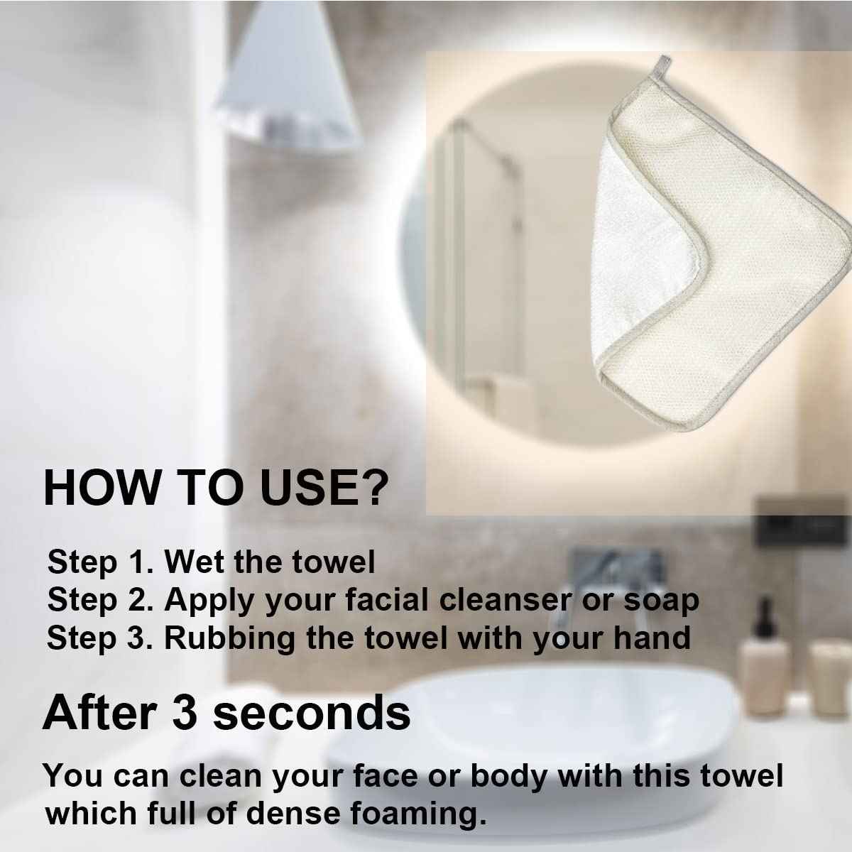 PPHAO BASIC - Large XL Soft Weave Cotton Washcloths - Exfoliating Scrubbers for Face & Body - 6 Pack