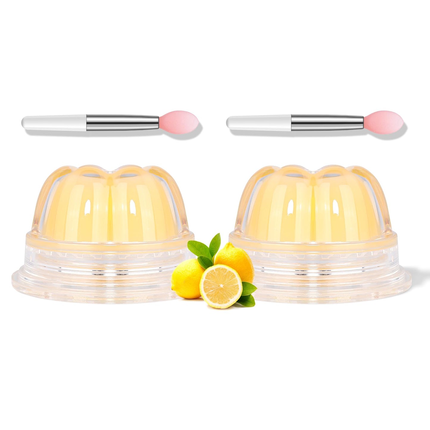 FREEORR 2Pc Jelly Lip Mask Overnight,Fruity Lemon Lip Sleeping Mask Day Night Repair Kawaii Lip Balm Hydrate Plump Dry Lip Scrubs Exfoliator,Lip Care Lip Moisturizer with Collagen-Lemon