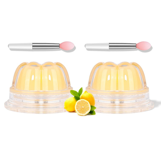 FREEORR 2Pc Jelly Lip Mask Overnight,Fruity Lemon Lip Sleeping Mask Day Night Repair Kawaii Lip Balm Hydrate Plump Dry Lip Scrubs Exfoliator,Lip Care Lip Moisturizer with Collagen-Lemon